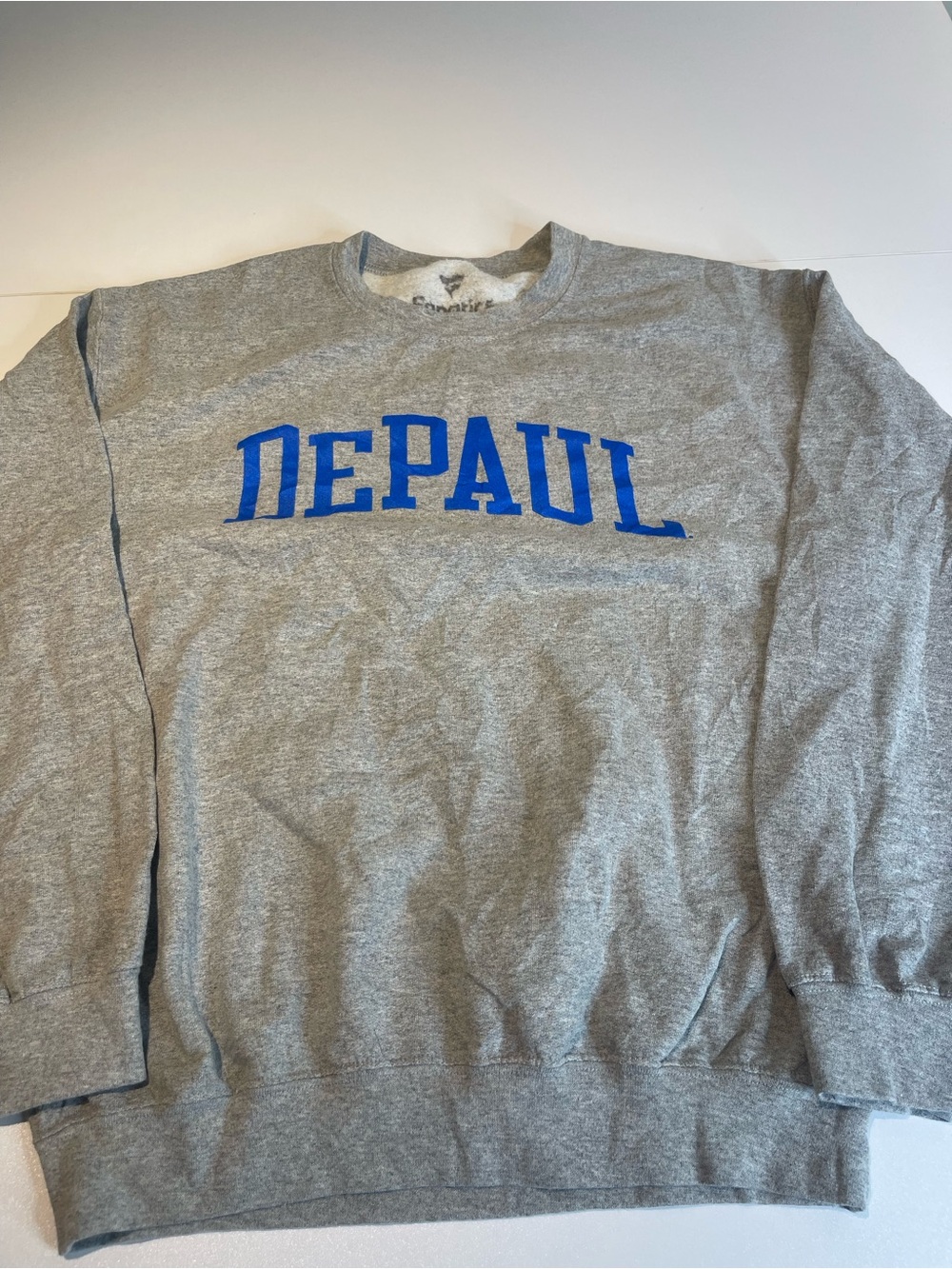 DePaul Gray Crewneck Sweatshirt with Blue Applique